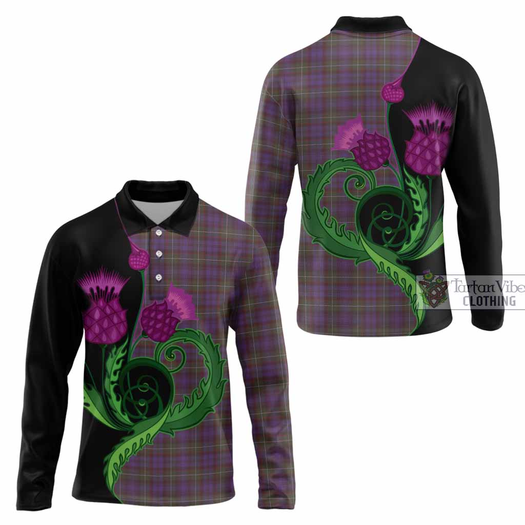 Sempill (Semple) Tartan Long Sleeve Polo Shirt Traditional Scottish Thistle