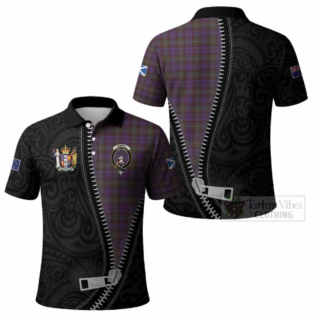 Sempill (Semple) Tartan Polo Shirt New Zealand Pattern Unique Zipper Stylized