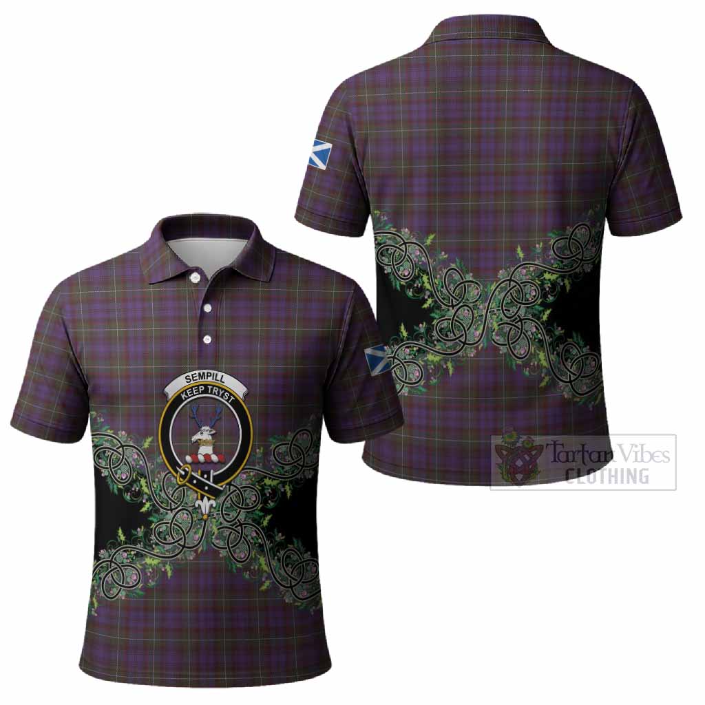 Sempill (Semple) Tartan Polo Shirt Thistle Scottish Spirit