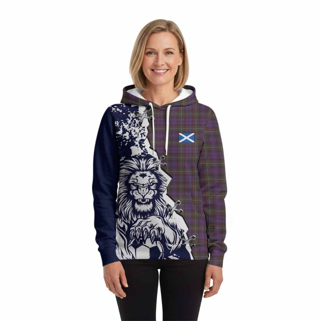 Sempill (Semple) Tartan Scottish Hoodie Angry Lion With Soccer Ball Style