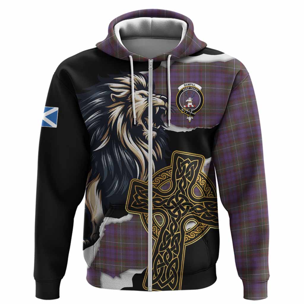 Sempill (Semple) Tartan Scottish Hoodie Lion Celtic Heritage