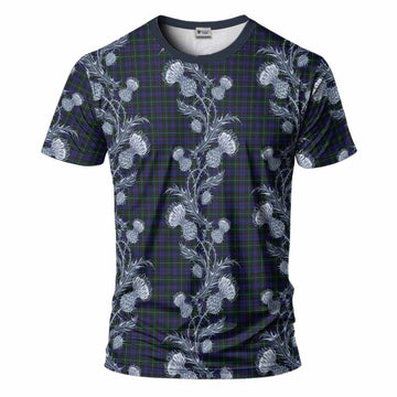 Sempill (Semple) Tartan T-Shirt Seamless Scottish Thistle Flowers