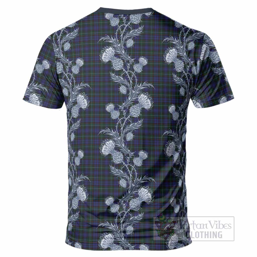 Sempill (Semple) Tartan T-Shirt Seamless Scottish Thistle Flowers