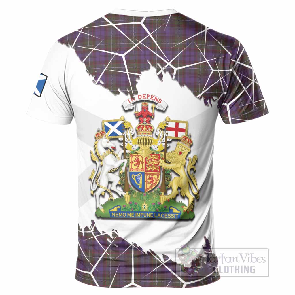 Sempill (Semple) Tartan T-Shirt with Family Crest and Lion Rampant Grunge Style