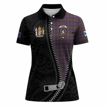 Sempill (Semple) Tartan Women Polo Shirt New Zealand Pattern Unique Zipper Stylized