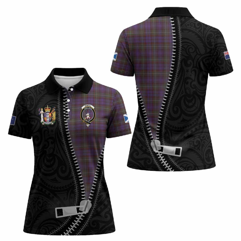 Sempill (Semple) Tartan Women Polo Shirt New Zealand Pattern Unique Zipper Stylized