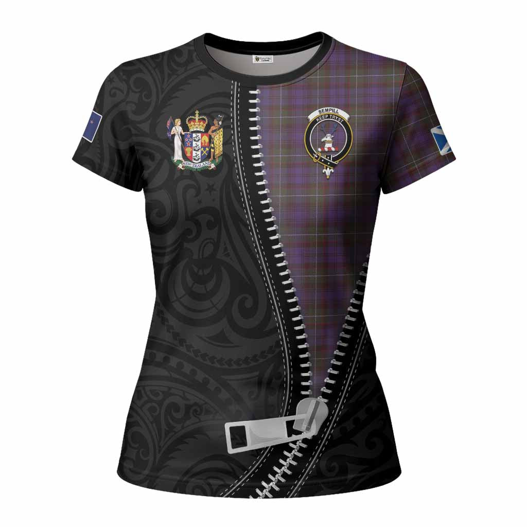 Sempill (Semple) Tartan Women T shirt New Zealand Pattern Unique Zipper Stylized