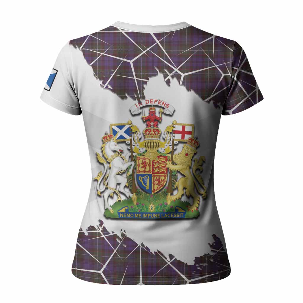 Sempill (Semple) Tartan Women T shirt with Family Crest and Lion Rampant Grunge Style