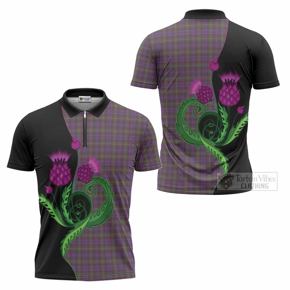 Sempill (Semple) Tartan Zipper Polo Shirt Traditional Scottish Thistle