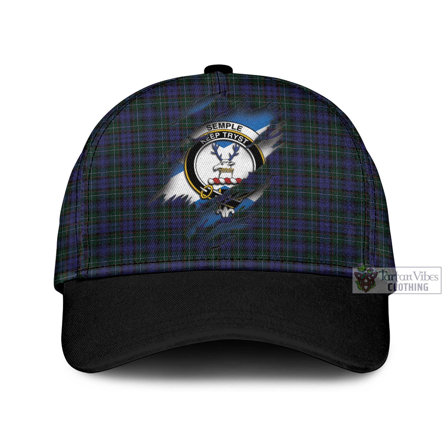 Tartan Vibes Clothing Semple Tartan Classic Cap with Family Crest In Me Style