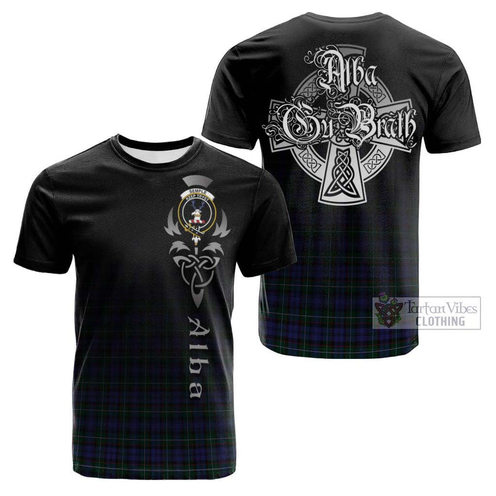 Tartan Vibes Clothing Semple Tartan Cotton T-shirt Featuring Alba Gu Brath Family Crest Celtic Inspired