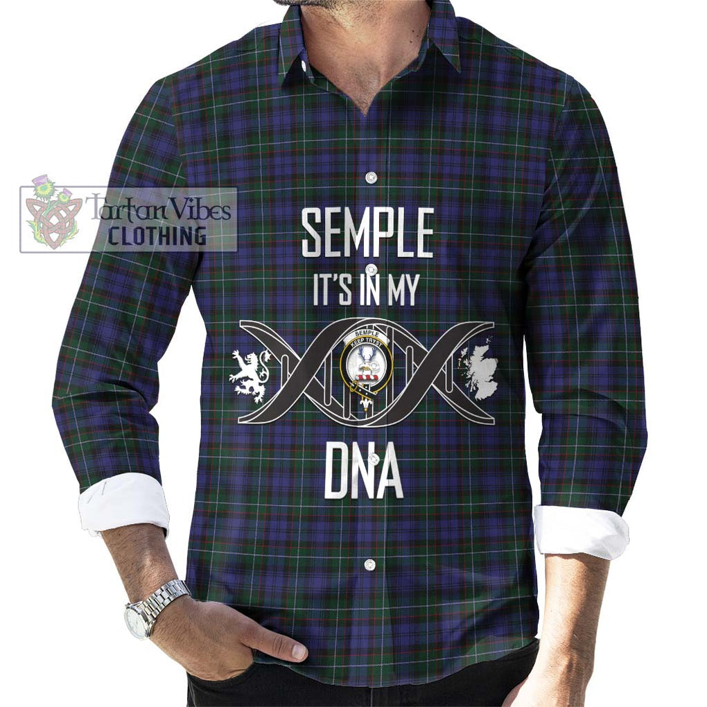 Semple Tartan Long Sleeve Button Shirt with Family Crest DNA In Me Style Men's Shirt S - Tartanvibesclothing Shop