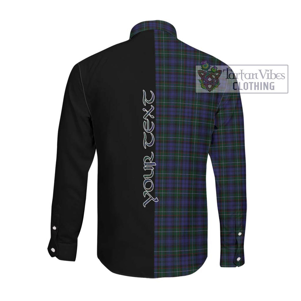 Semple Tartan Long Sleeve Button Shirt with Family Crest and Half Of Me Style Men's Shirt - Tartanvibesclothing Shop
