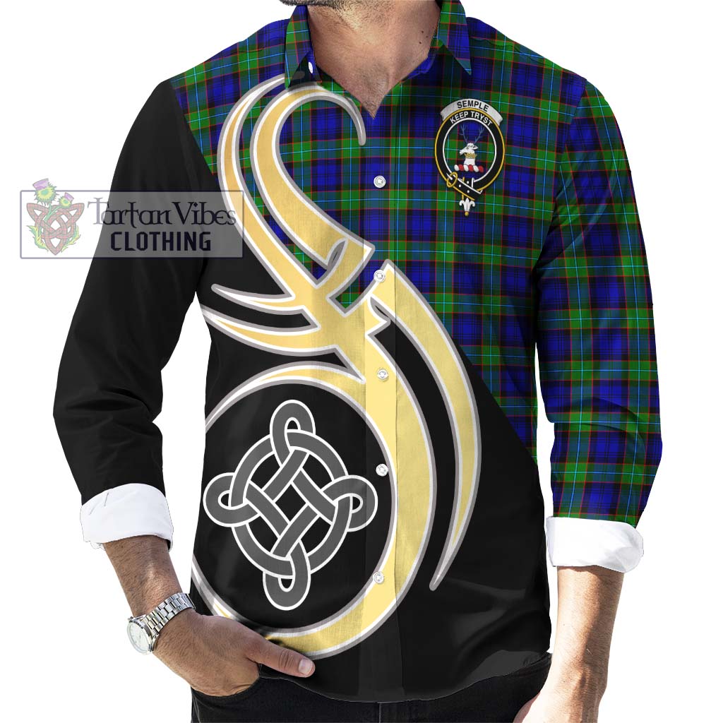Semple Modern Tartan Long Sleeve Button Shirt with Family Crest and Celtic Symbol Style - Tartan Vibes Clothing