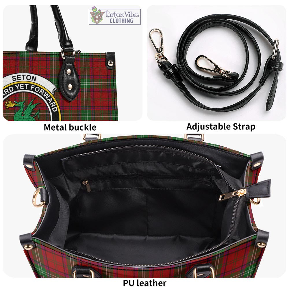 Seton Tartan Luxury Leather Handbags with Family Crest - Tartan Vibes Clothing