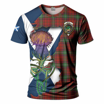 Tartan Vibes Clothing Seton Tartan Family Crest T-Shirt Scottish Thistle Celtic Inspired