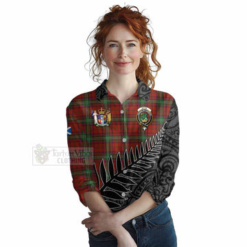 Seton Crest Tartan Women's Casual Shirt with New Zealand Silver Fern Half Style Female - Tartan Vibes Clothing