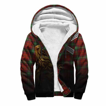 Tartan Vibes Clothing Seton Crest Tartan Sherpa Hoodie with Golden Lion Emblem Celtic Style