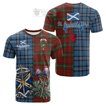 Tartan Vibes Clothing Seton Tartan Cotton T-shirt Happy St. Andrew's Day Half Tartan Style