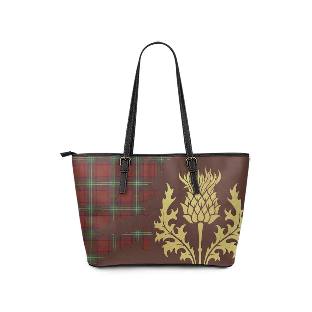 Seton Tartan Leather Tote Bag Gold Thistle Style - Tartan Vibes Clothing