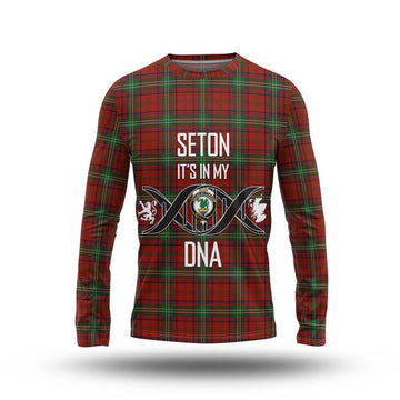 Seton Tartan Long Sleeve T-Shirt with Family Crest DNA In Me Style Unisex - Tartan Vibes Clothing