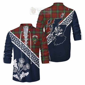 Seton Tartan Ghillie Kilt Shirt Featuring Thistle and Scotland Map Men - Tartan Vibes Clothing