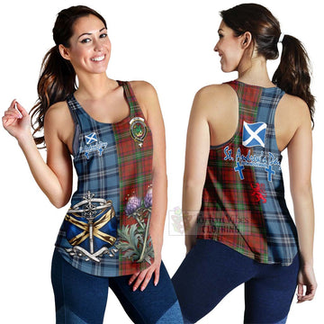 Seton Tartan Women's Racerback Tanks Happy St. Andrew's Day Half Tartan Style 4XL - Tartan Vibes Clothing