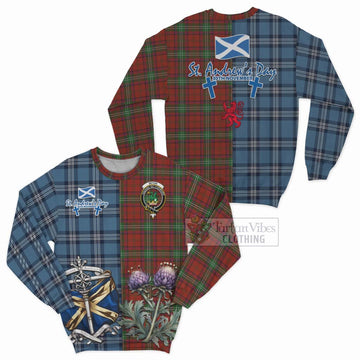 Seton Tartan Sweatshirt Happy St. Andrew's Day Half Tartan Style Unisex - Tartan Vibes Clothing