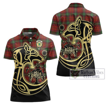 Seton Tartan Women's Polo Shirt with Family Crest Celtic Wolf Style Women - Tartan Vibes Clothing