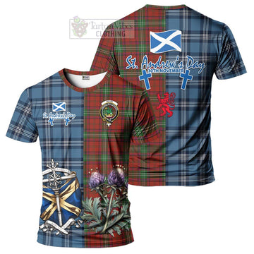 Seton Tartan T-Shirt Happy St. Andrew's Day Half Tartan Style Kid's Shirt - Tartan Vibes Clothing