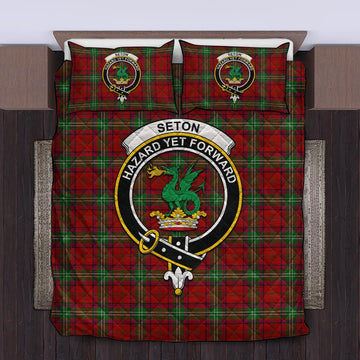 Seton Tartan Quilt Bed Set with Family Crest King - Tartan Vibes Clothing