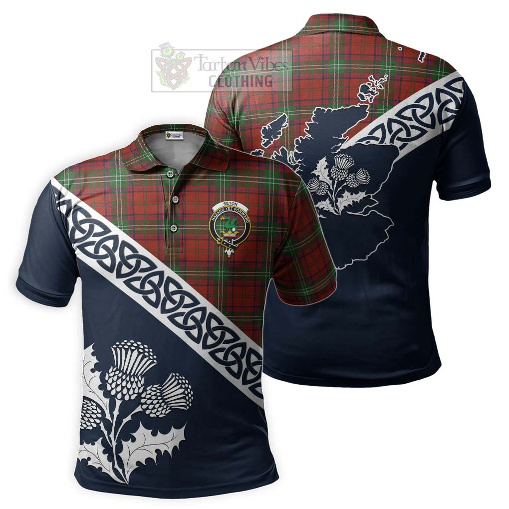 Seton Tartan Polo Shirt Featuring Thistle and Scotland Map Kid - Tartanvibesclothing Store