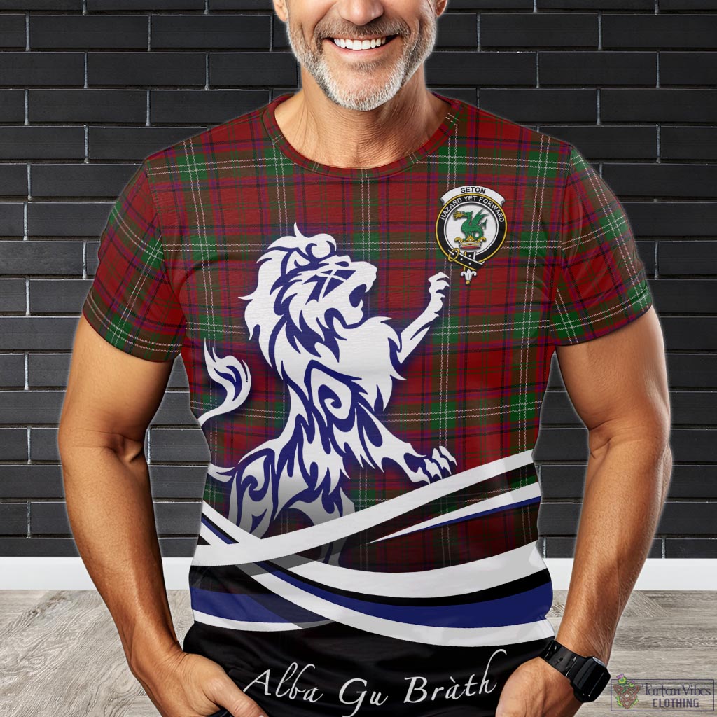 Seton Tartan T-Shirt with Alba Gu Brath Regal Lion Emblem Kid's Shirt - Tartan Vibes Clothing
