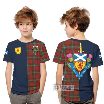 Seton Tartan Kid T-Shirt Alba with Scottish Lion Royal Arm Half Style Youth XL Size14 - Tartan Vibes Clothing