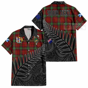 Tartan Vibes Clothing Seton Crest Tartan Short Sleeve Button Shirt with New Zealand Silver Fern Half Style