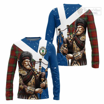Seton Tartan Long Sleeve T-Shirt with Family Crest Scottish Bagpiper Vibes Unisex - Tartan Vibes Clothing