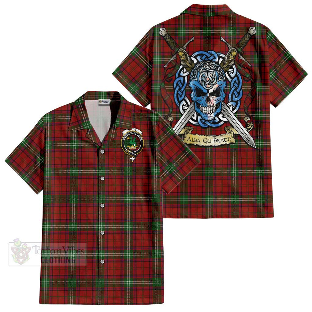 Seton Tartan Hawaiian Shirt with Family Crest Celtic Skull Style Kid - Tartan Vibes Clothing
