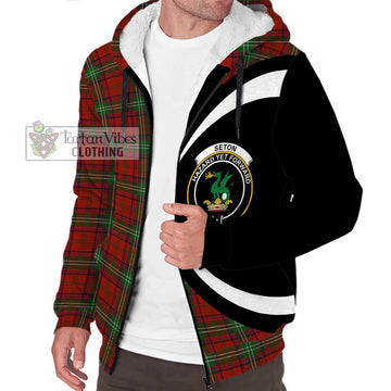 Seton Tartan Sherpa Hoodie with Family Crest Circle Style Unisex S - Tartan Vibes Clothing