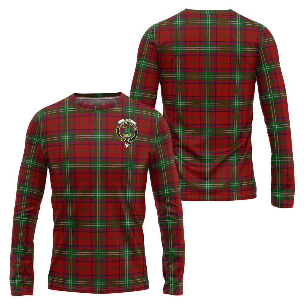 Seton Tartan Long Sleeve T-Shirt with Family Crest Unisex - Tartan Vibes Clothing