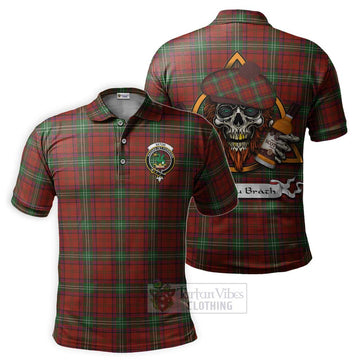 Seton Tartan Polo Shirt with Family Crest and Bearded Skull Holding Bottles of Whiskey Kid - Tartan Vibes Clothing