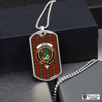 Tartan Vibes Clothing Seton Tartan Dog Tag Necklace with Family Crest