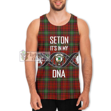 Seton Tartan Men's Tank Top with Family Crest DNA In Me Style Men - Tartan Vibes Clothing