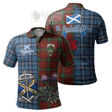 Seton Tartan Polo Shirt Happy St. Andrew's Day Half Tartan Style Kid - Tartan Vibes Clothing