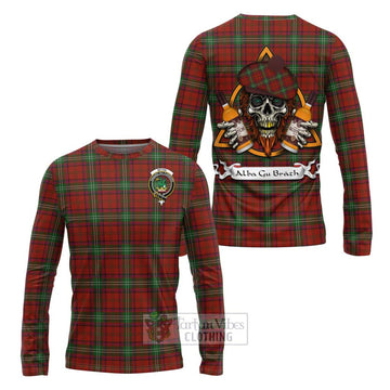 Seton Tartan Long Sleeve T-Shirt with Family Crest and Bearded Skull Holding Bottles of Whiskey Unisex - Tartan Vibes Clothing