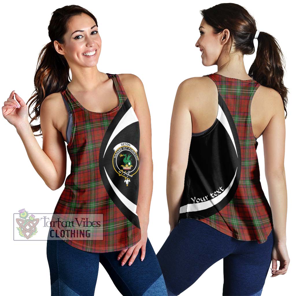 Seton Tartan Women's Racerback Tanks with Family Crest Circle Style 4XL - Tartan Vibes Clothing