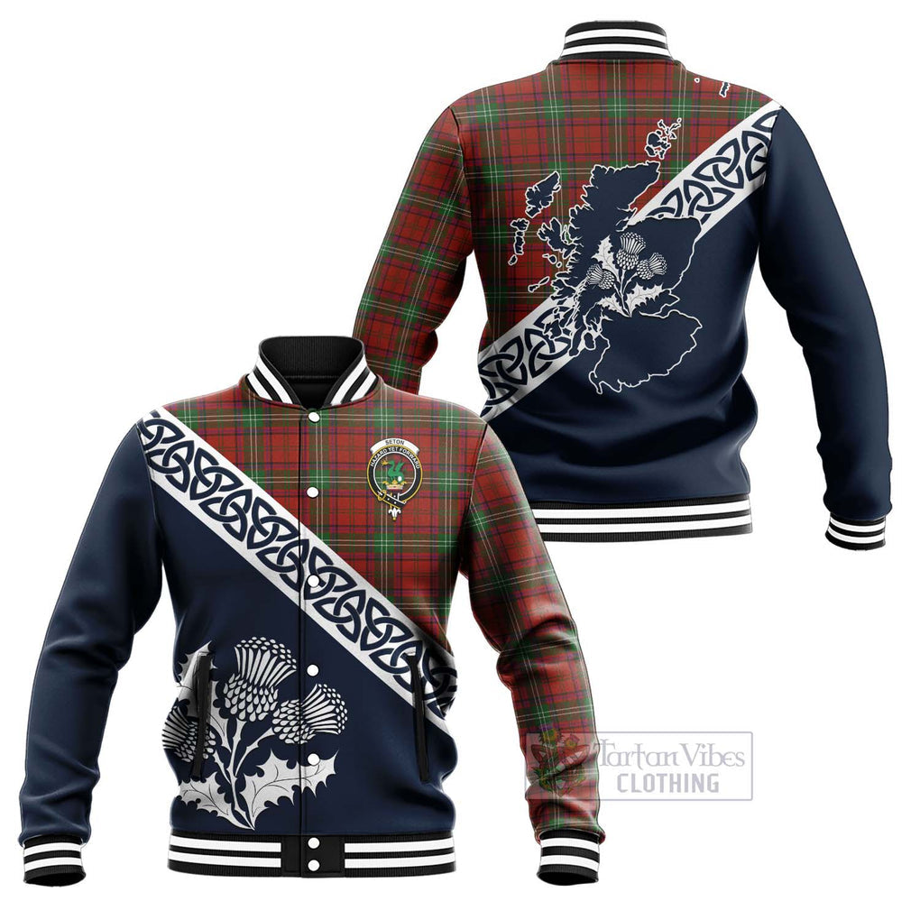 Seton Tartan Baseball Jacket Featuring Thistle and Scotland Map Unisex - Tartan Vibes Clothing