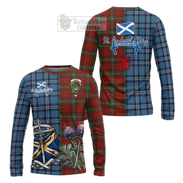 Seton Tartan Long Sleeve T-Shirt Happy St. Andrew's Day Half Tartan Style Unisex - Tartan Vibes Clothing