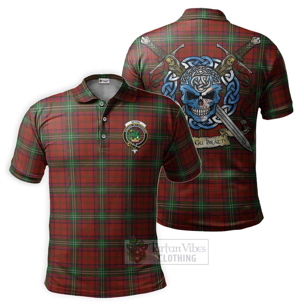 Seton Tartan Polo Shirt with Family Crest Celtic Skull Style Kid - Tartan Vibes Clothing