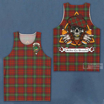 Seton Tartan Men's Tank Top with Family Crest and Bearded Skull Holding Bottles of Whiskey Men - Tartan Vibes Clothing