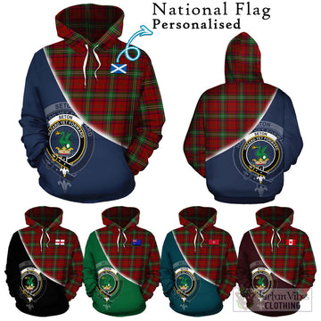 Seton Tartan Hoodie with Personalised National Flag and Family Crest Half Style Zip Hoodie - Tartan Vibes Clothing